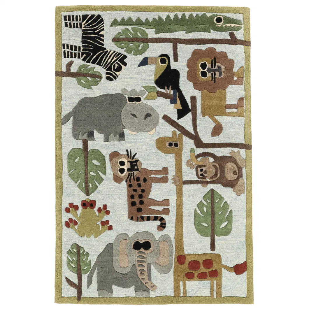 Children Mat Rug Wool Bamboo Viscose Hand Tufted Environmental Carpet