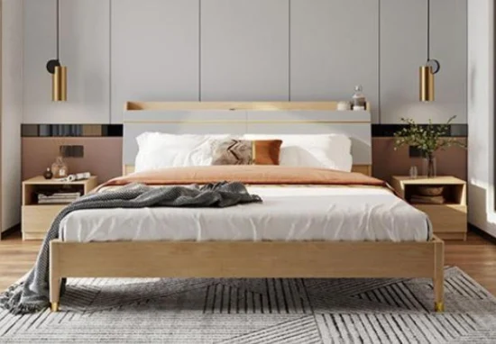 Cama doble gigante de lujo al por mayor de los muebles de madera del dormitorio del hogar del diseño del ODM del OEM de China