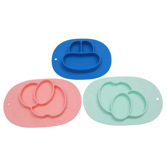 Cub plato de silicona para niños Plato de alimentos complementarios para bebés Ventosa integrada de celosía no es fácil de caer y deslizarse