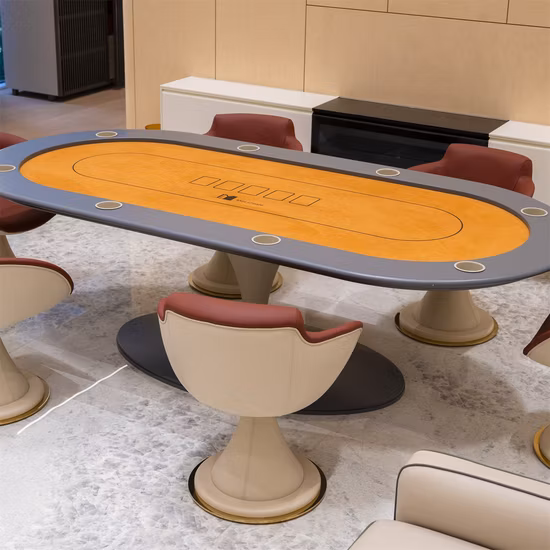 Mesa de casino de diseño personalizado, juegos de póquer de bacará para 7 personas con pies de metal