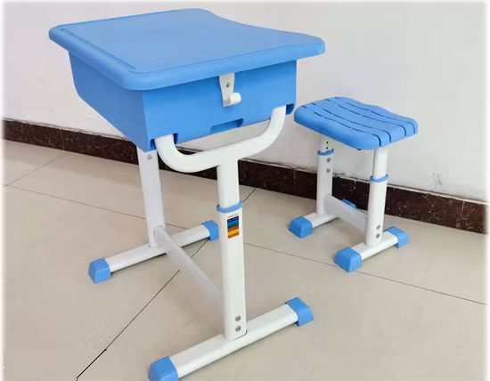 Mesa de estudio con estructura metálica de plástico, ajuste moderno y sencillo, con silla para la escuela